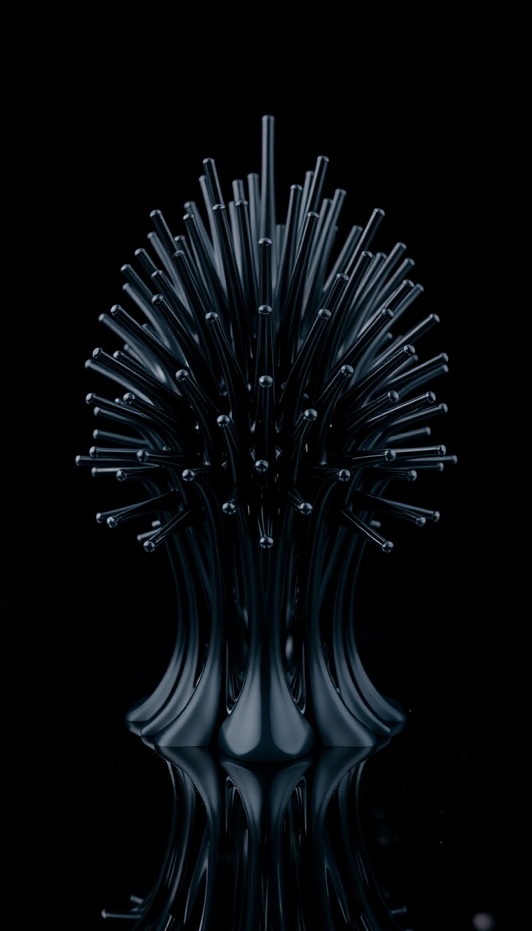 Ferrofluid Spikes Magnetic Sculpture Black Digital art Wallpaper