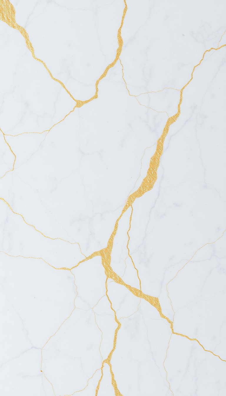 Marble Texture White Gold Veins Photorealistic Wallpaper