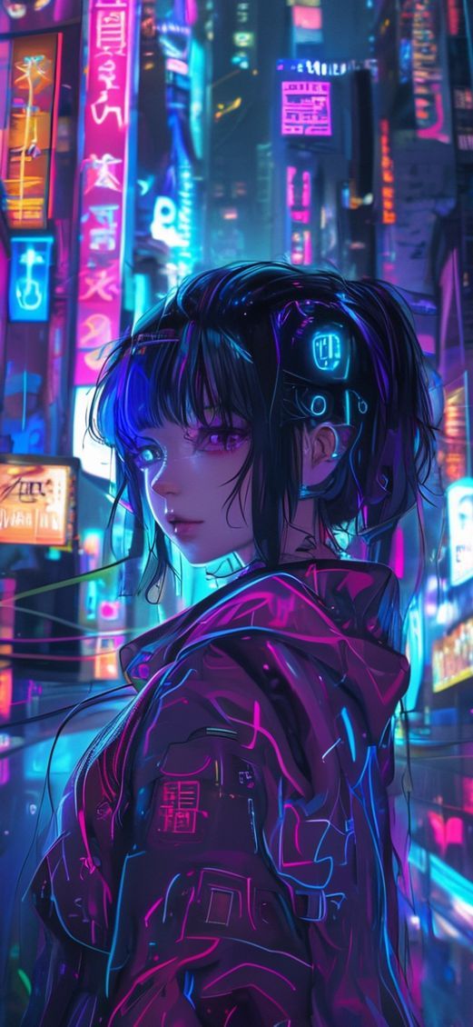 Cyberpunk Anime Girl Neon City Anime Wallpaper