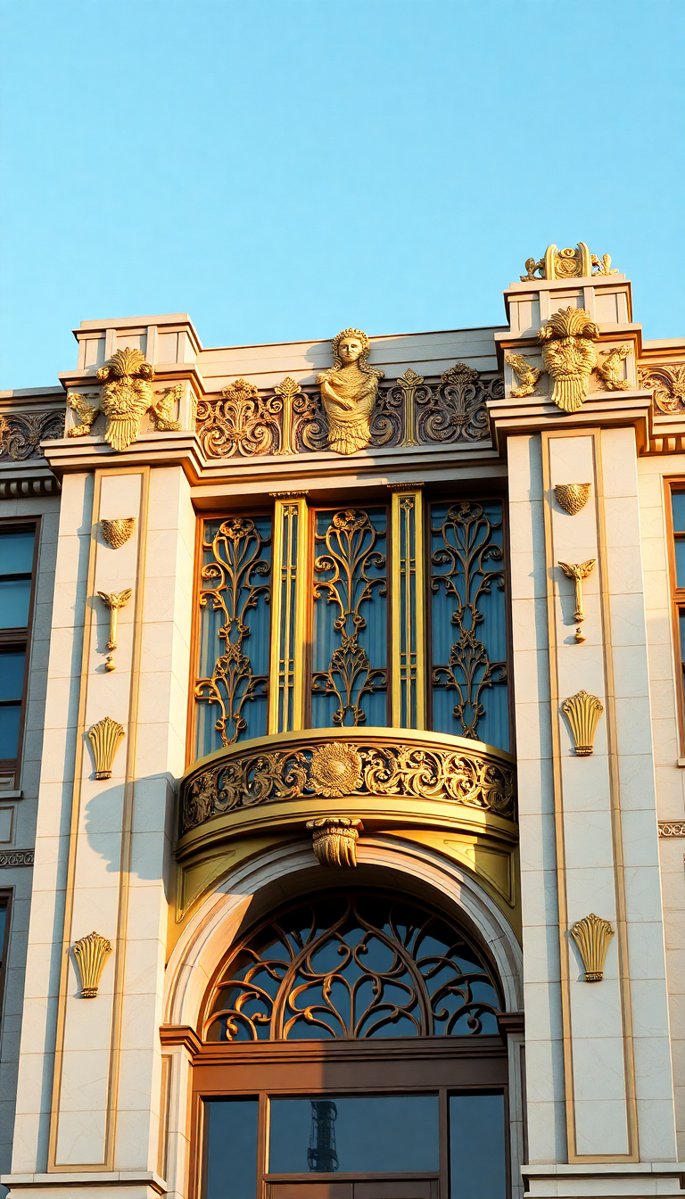 Art Deco Building Facade Geometric Photorealistic Wallpaper