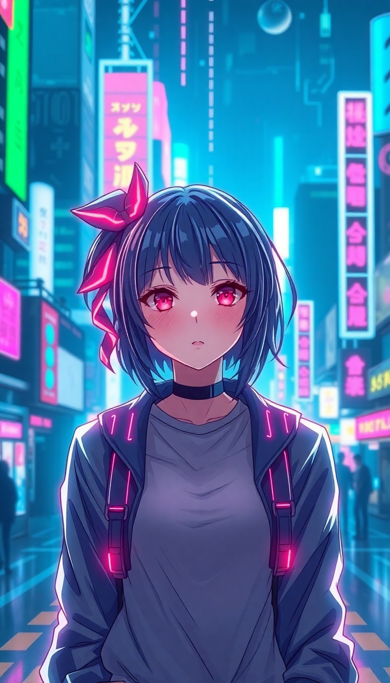 Cyberpunk Anime Girl Neon City Anime Wallpaper