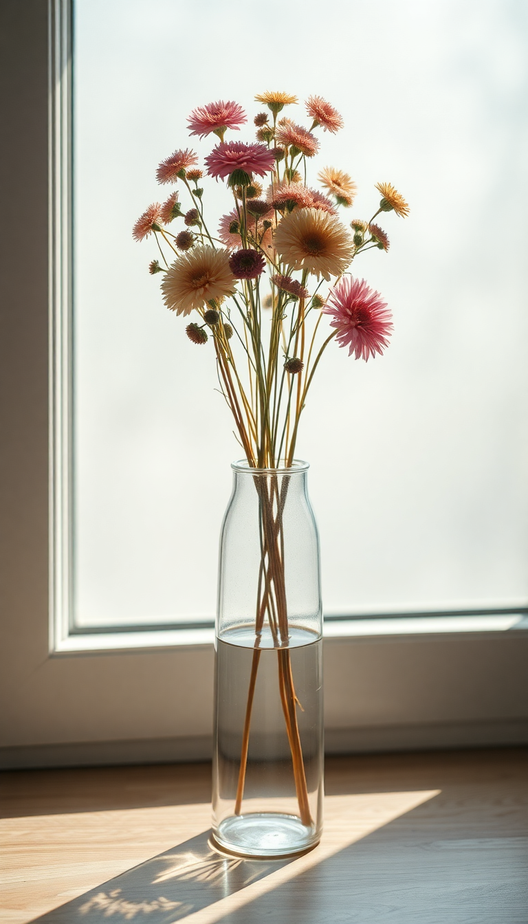 Dried Flowers In Glass Vase Aesthetic Wallpaper