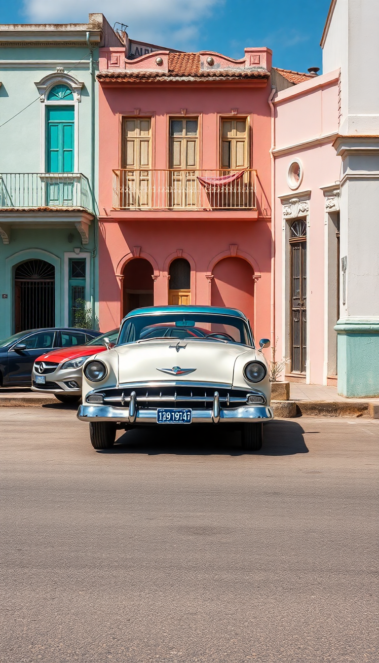 Old Havana Classic Cars Pastel Photorealistic Wallpaper