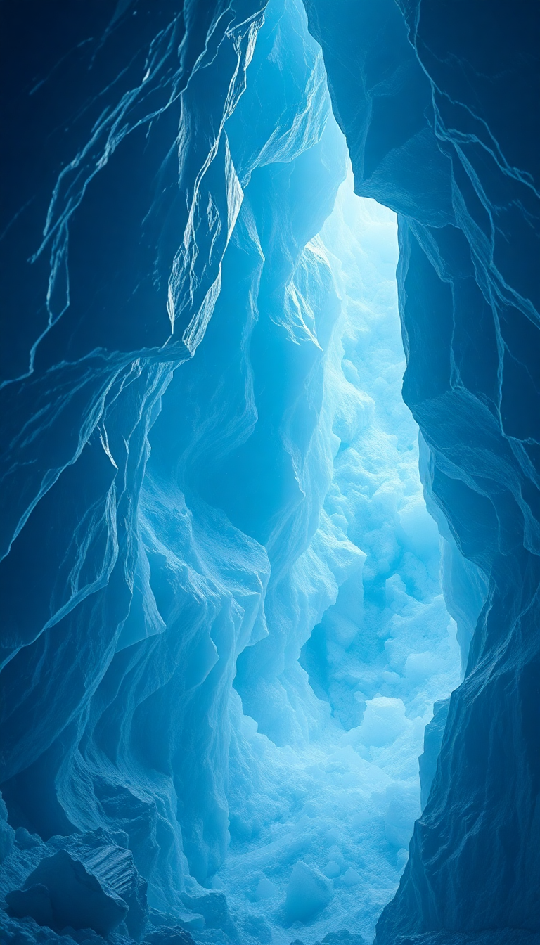 Glacial Ice Cave Blue Crystal Photorealistic Wallpaper