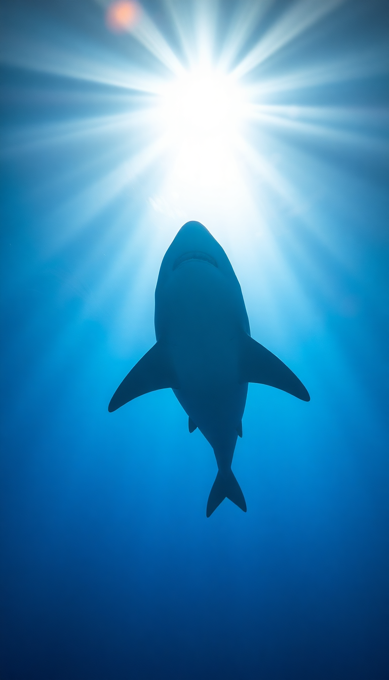 Shark Silhouette From Below Dramatic Photorealistic Wallpaper