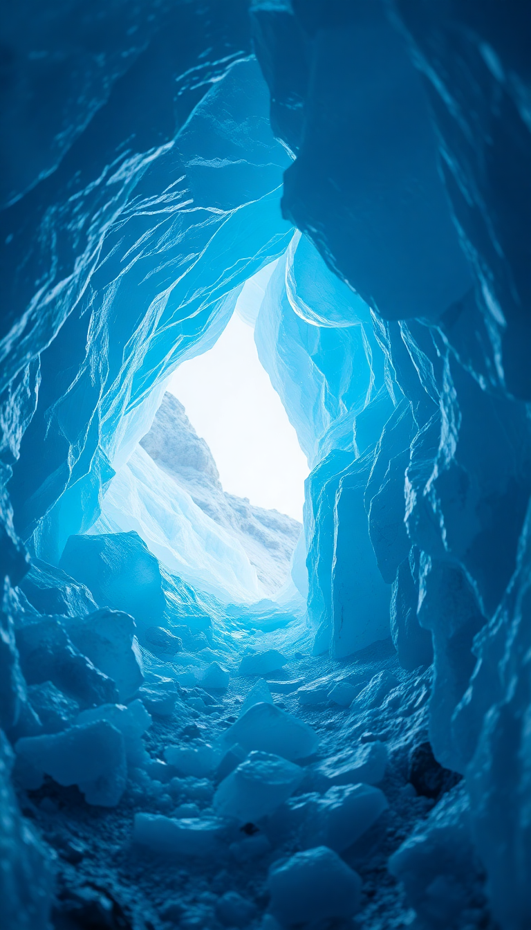 Photorealistic Alluring Ice Cave Blue Wallpaper