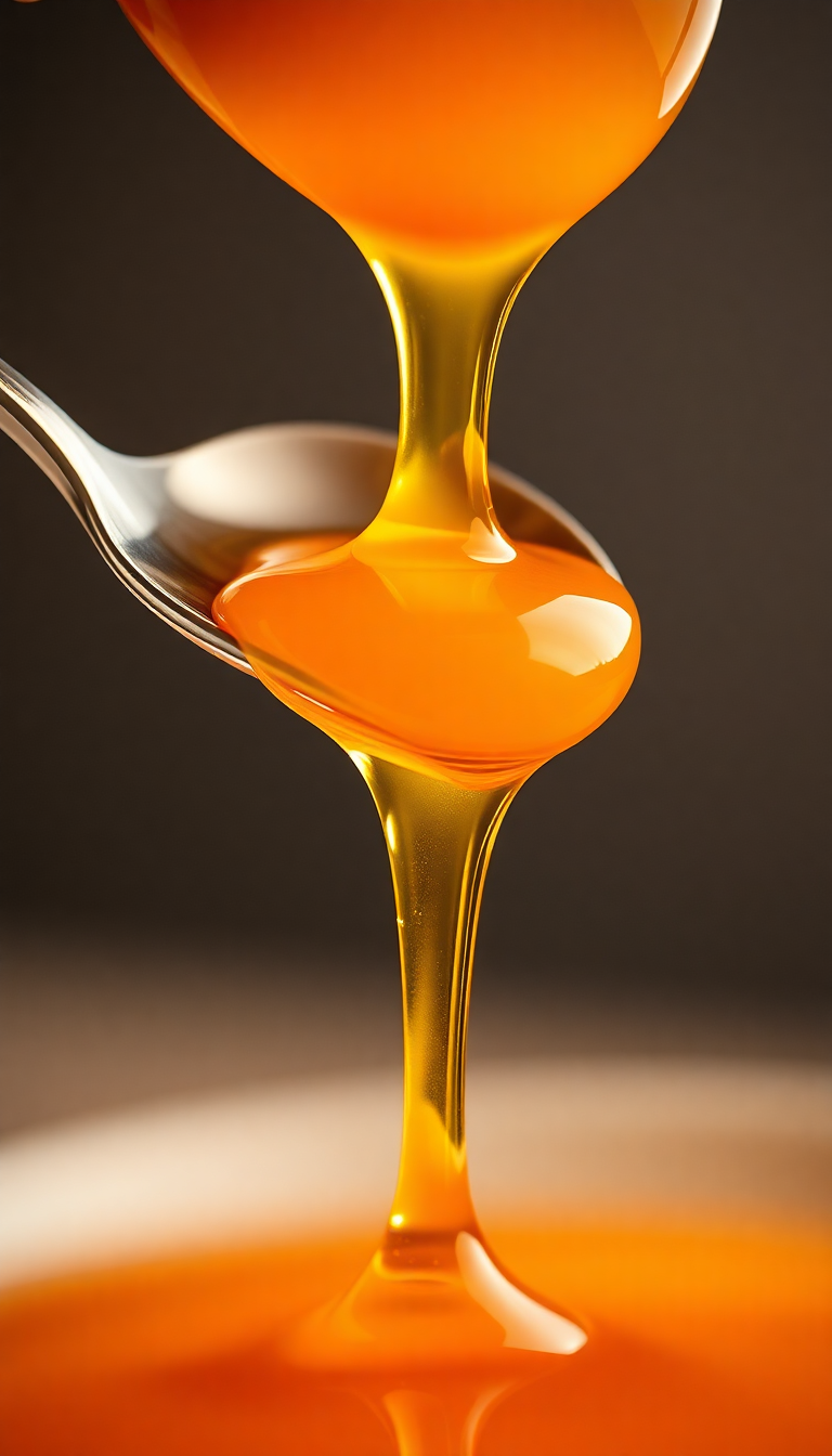 Honey Dripping From Spoon Golden Photorealistic Wallpaper