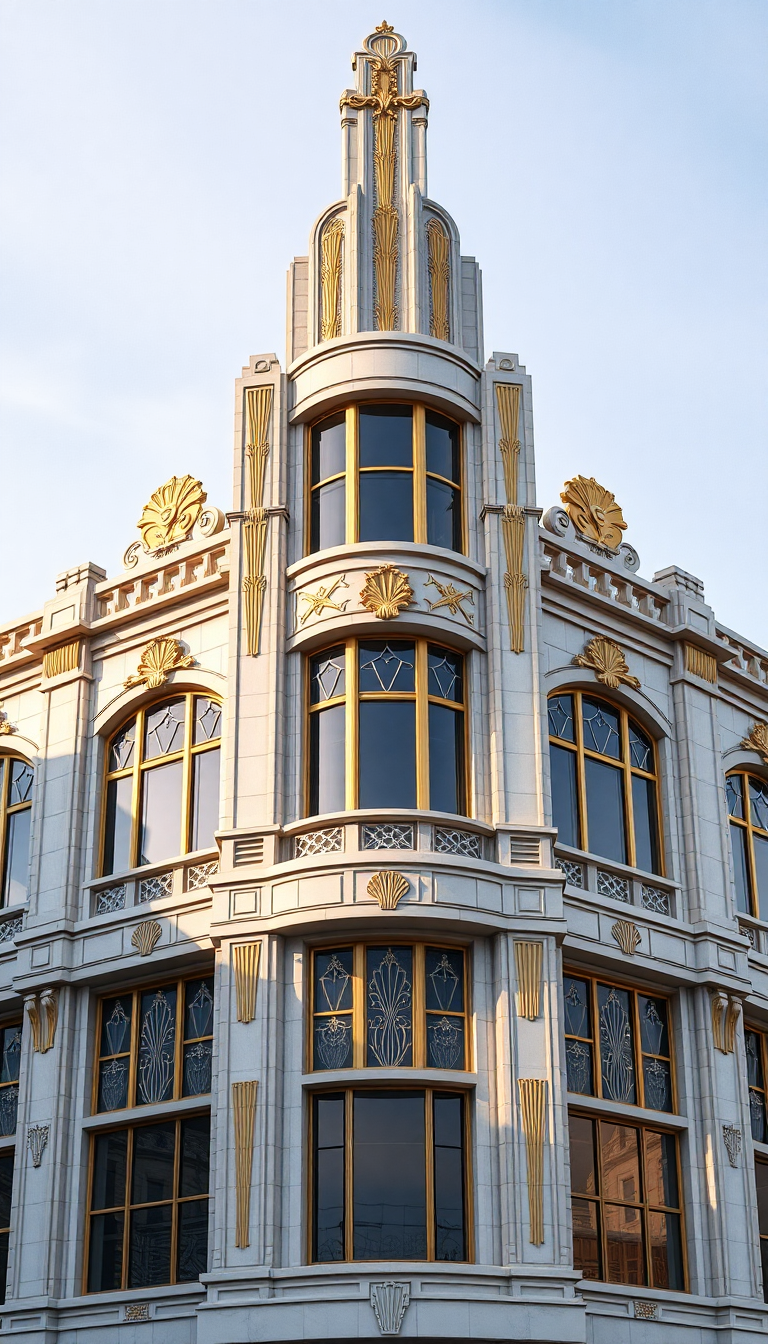 Art Deco Building Facade Geometric Photorealistic Wallpaper