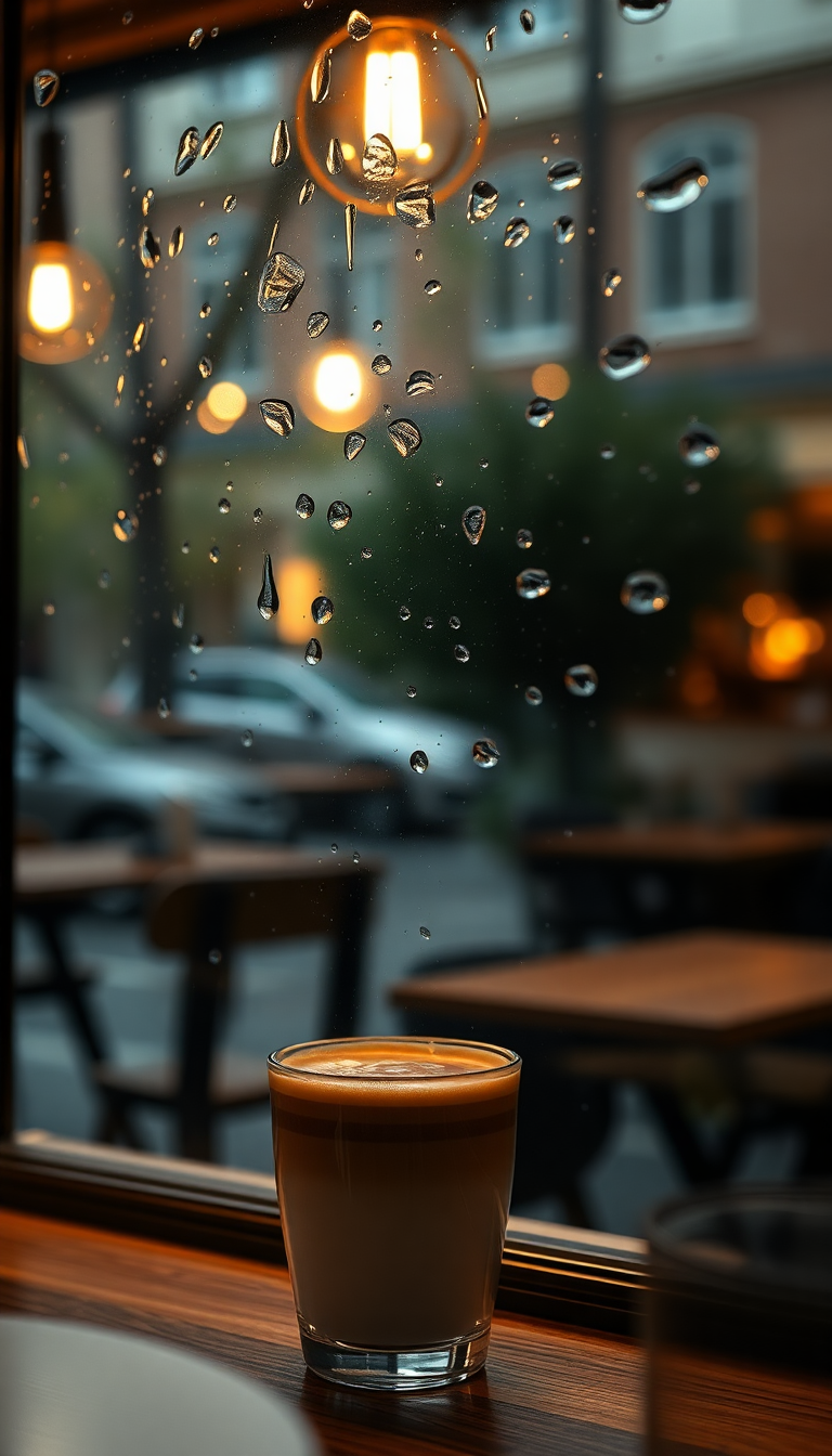 Coffee Shop Window Rain Outside Aesthetic Wallpaper