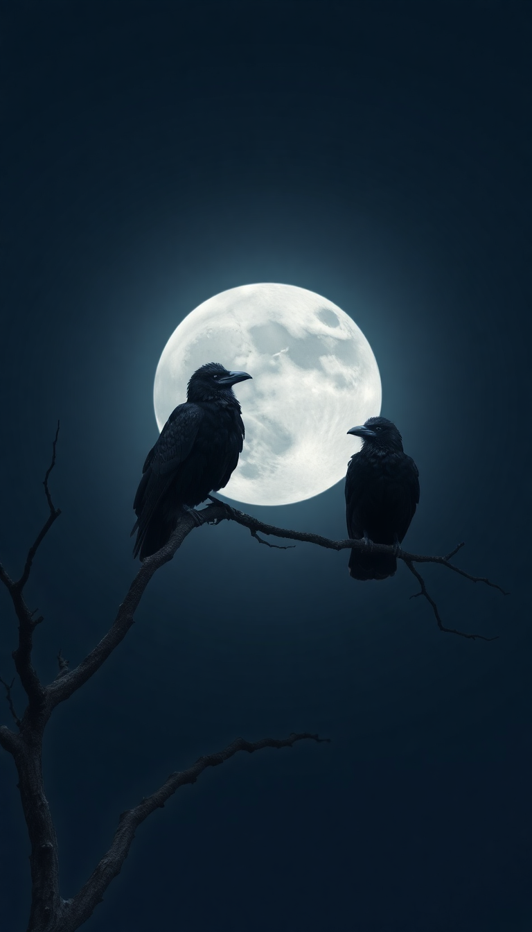 Ravens On Dead Tree Branches Digital art Wallpaper