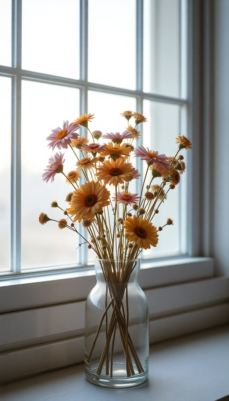 Dried Flowers In Glass Vase Aesthetic Wallpaper