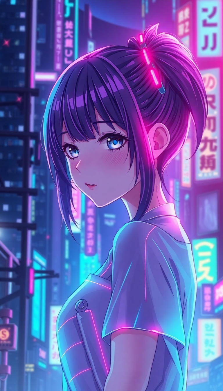 Cyberpunk Anime Girl Neon City Anime Wallpaper