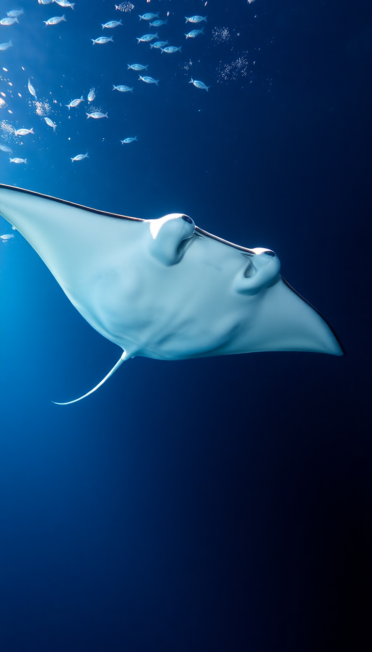 Manta Ray Gliding Graceful Underwater Photorealistic Wallpaper