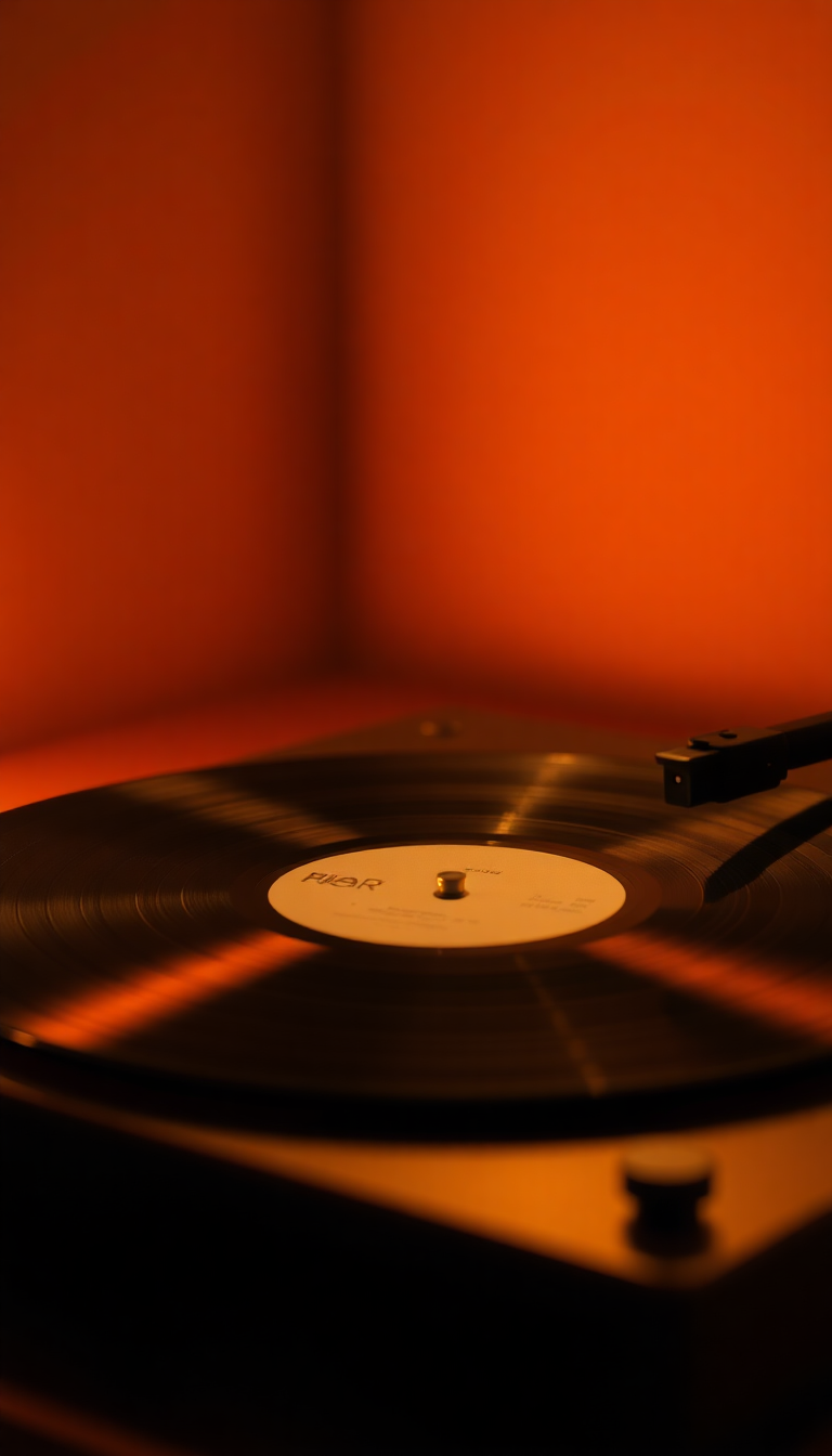 Smooth Vinyl Player Lighting Photorealistic Wallpaper
