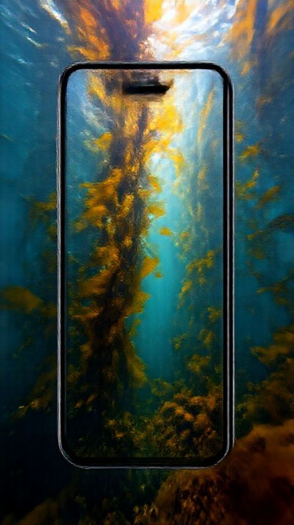 Underwater Kelp Forest Sun Rays Photorealistic Wallpaper