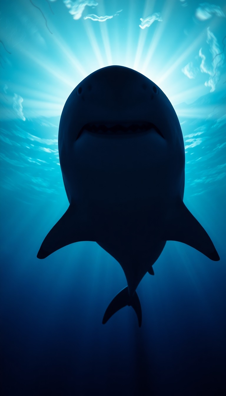 Shark Silhouette From Below Dramatic Photorealistic Wallpaper