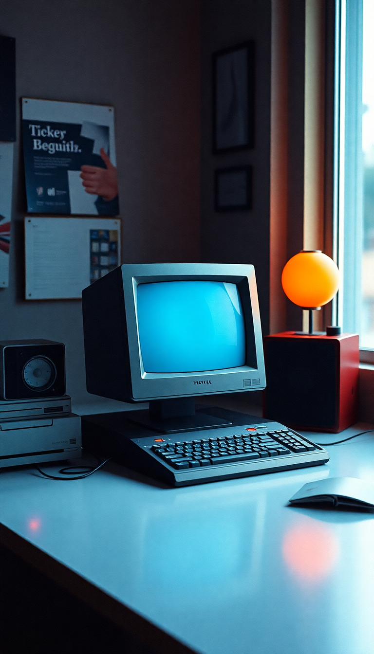 Retro Computer Setup 90s Aesthetic Photorealistic Wallpaper