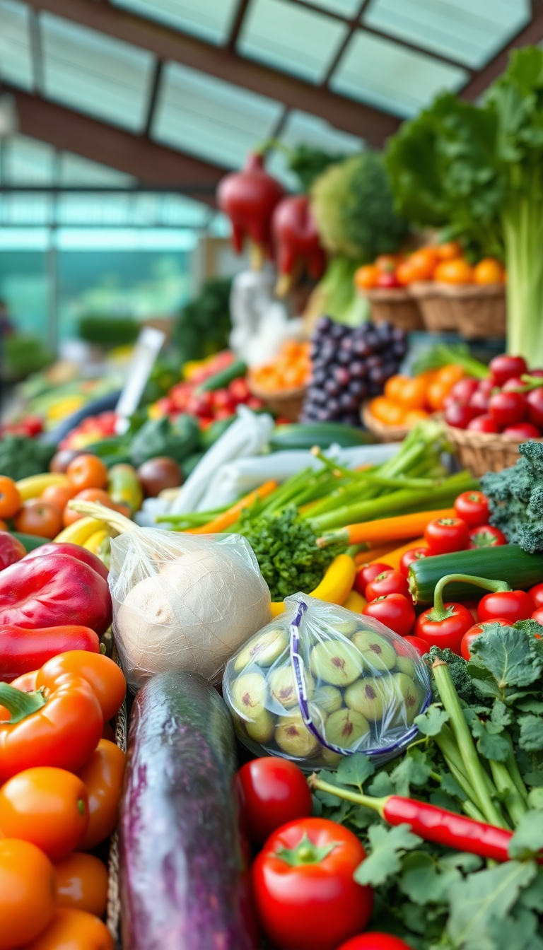 Magnetic Market Produce Colorful Vegetables Photorealistic Wallpaper