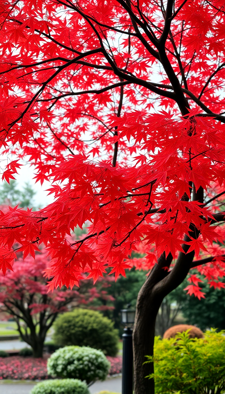 Japanese Maple Tree Autumn Red Aesthetic Wallpaper