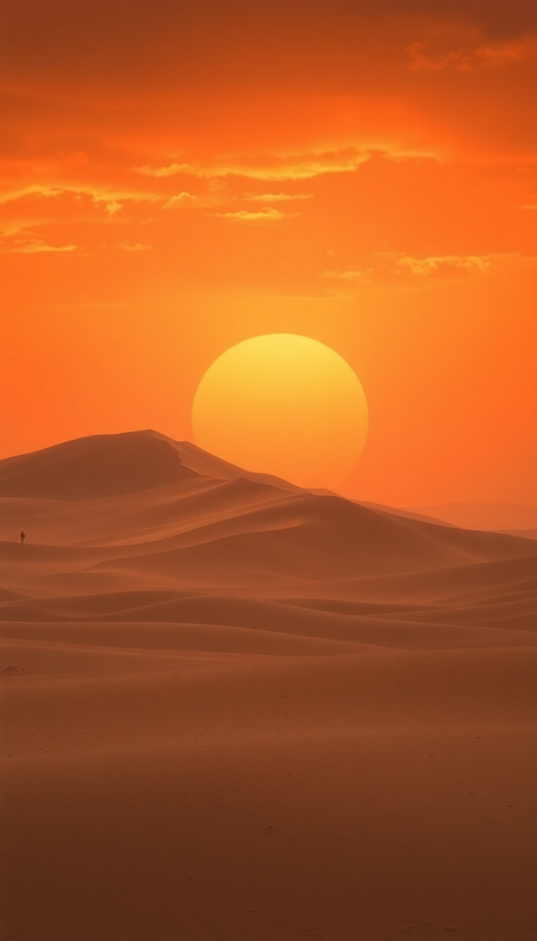 Sandstorm Approaching Desert Dramatic Orange Photorealistic Wallpaper