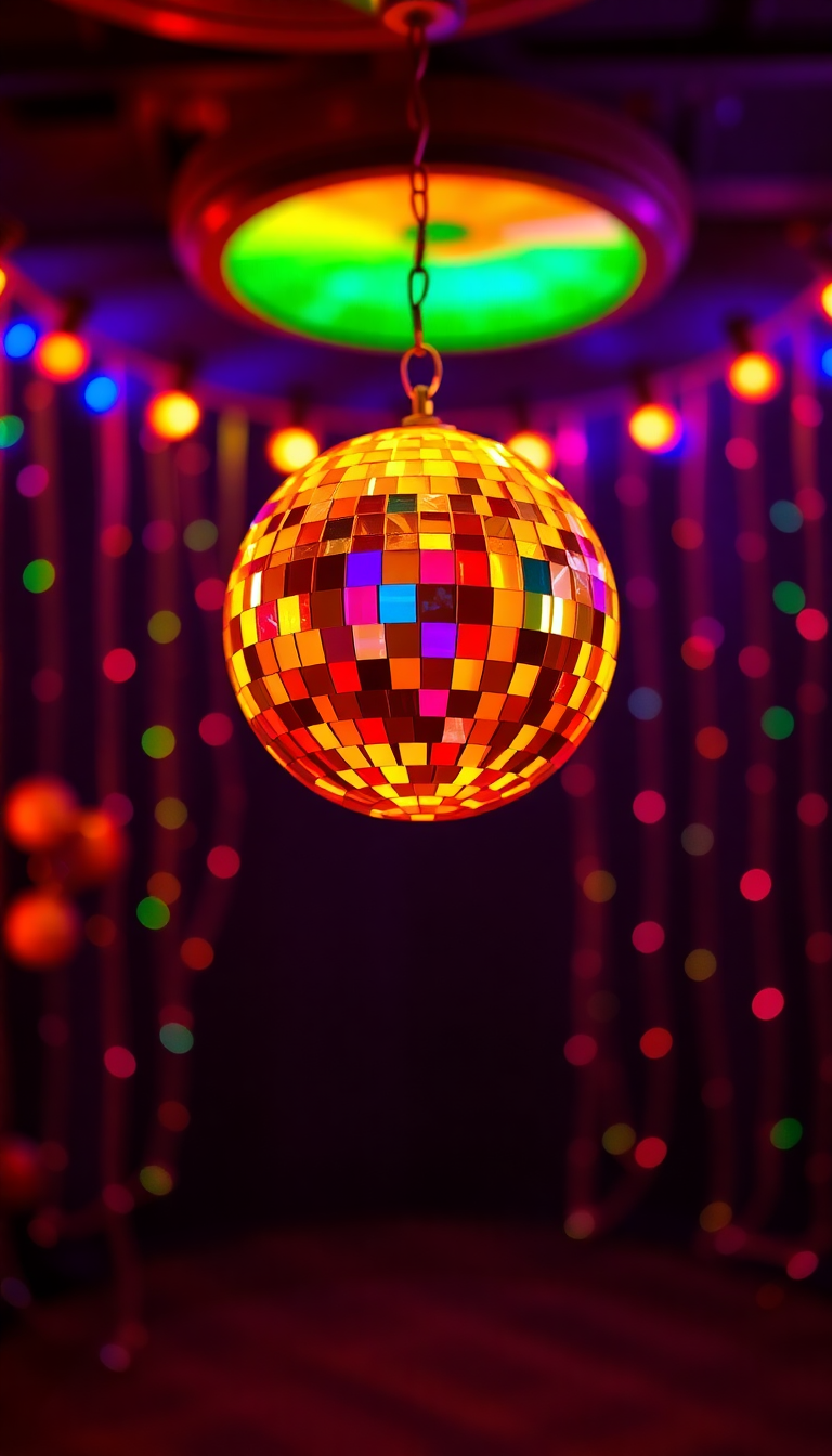 70s Disco Ball Lights Colorful Funky Photorealistic Mini Wallpaper