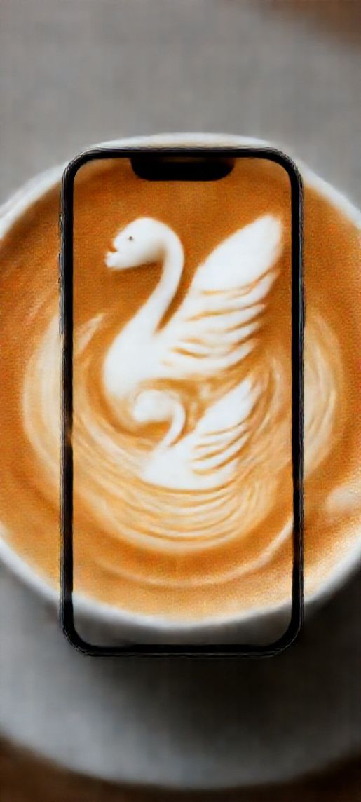 Perfect Latte Art Swan Milk Photorealistic Wallpaper