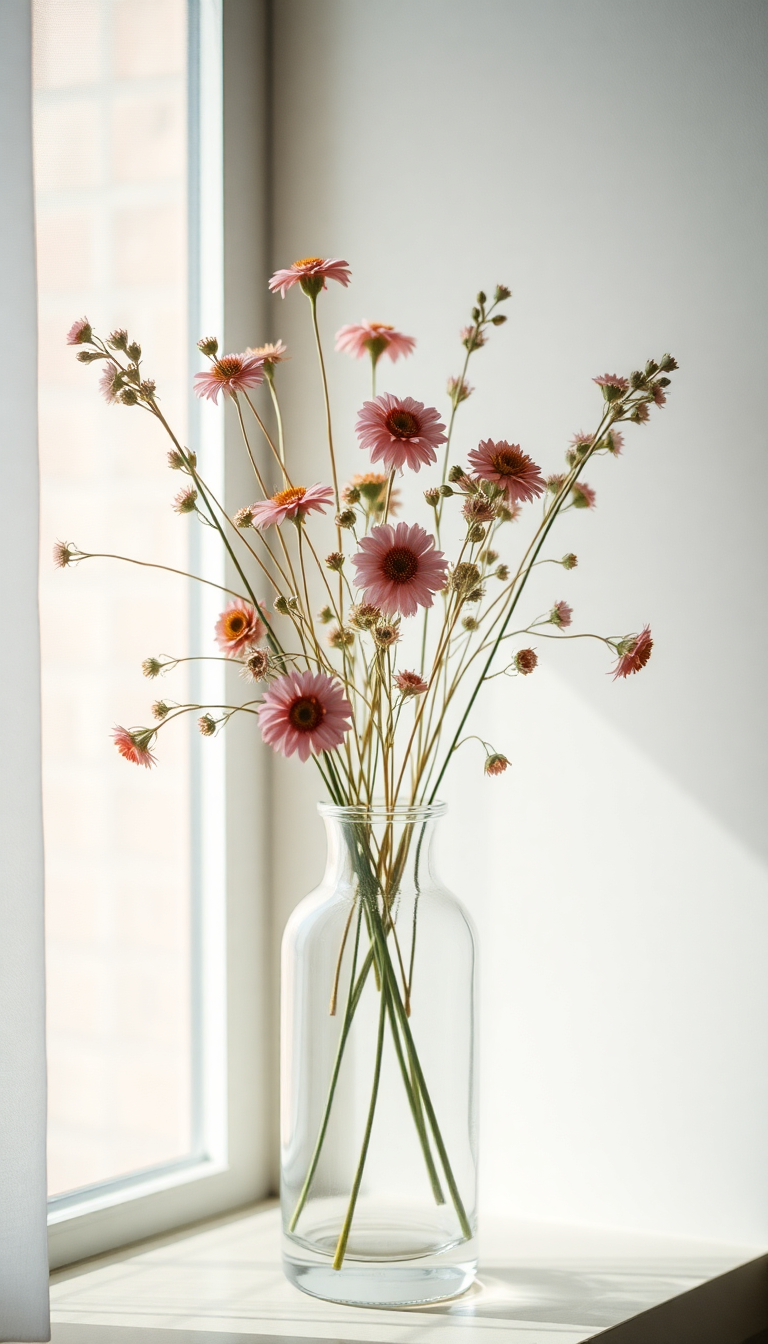 Dried Flowers In Glass Vase Aesthetic Wallpaper