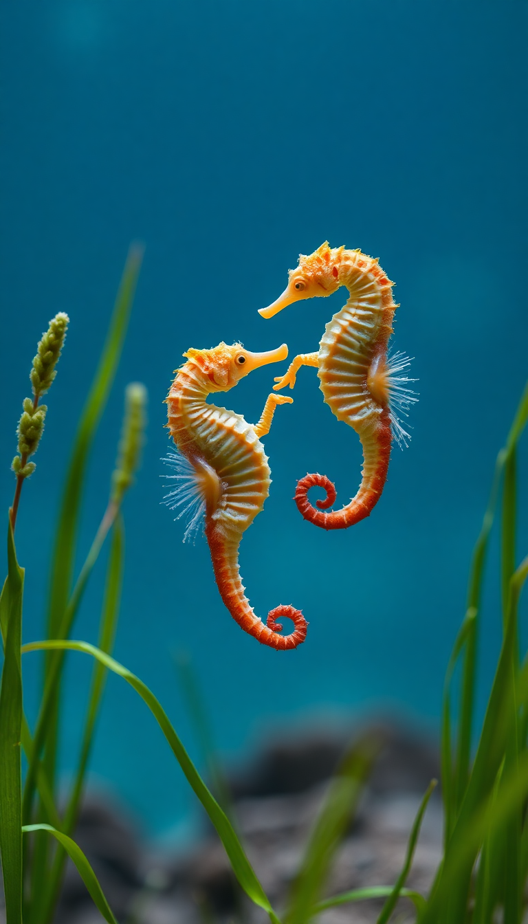 Seahorse Couple Dancing Seagrass Magical Aesthetic Wallpaper