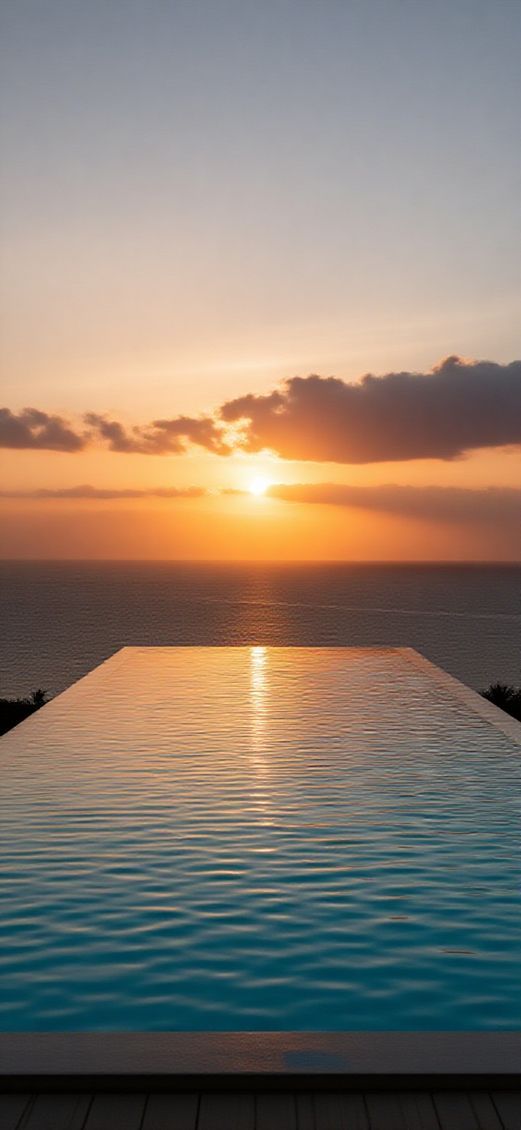 Infinity Pool Edge Overlooking Ocean Photorealistic Wallpaper