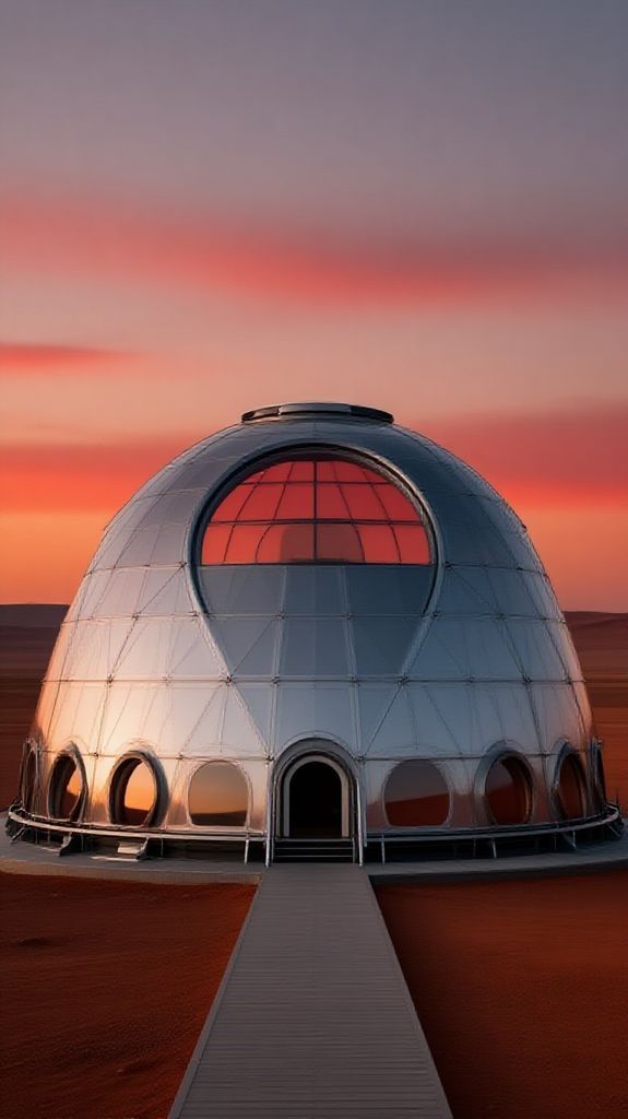 Mars Colony Dome At Sunset Digital art Wallpaper