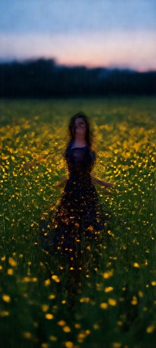 Fireflies Dancing In Summer Meadow Photorealistic Wallpaper