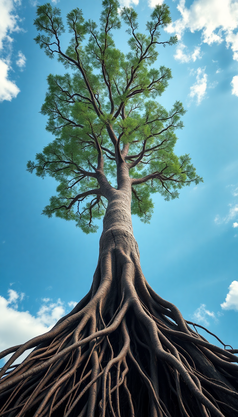 Tree Growing Upside Down Roots Digital art Wallpaper