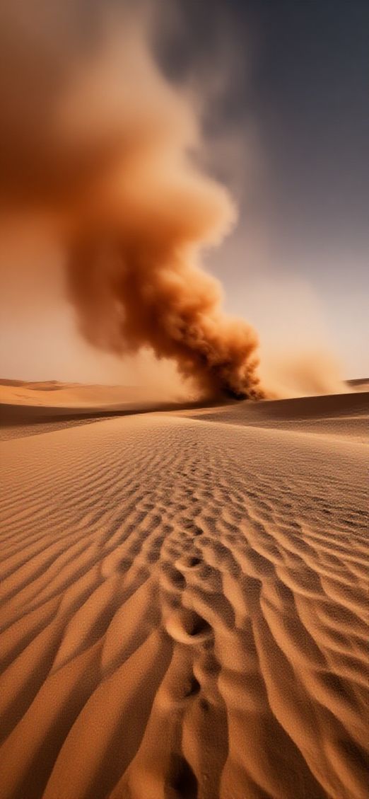 Sandstorm Approaching Desert Dramatic Orange Photorealistic Wallpaper