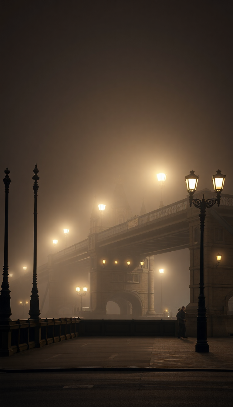 Foggy London Bridge Neon HD Wallpaper
