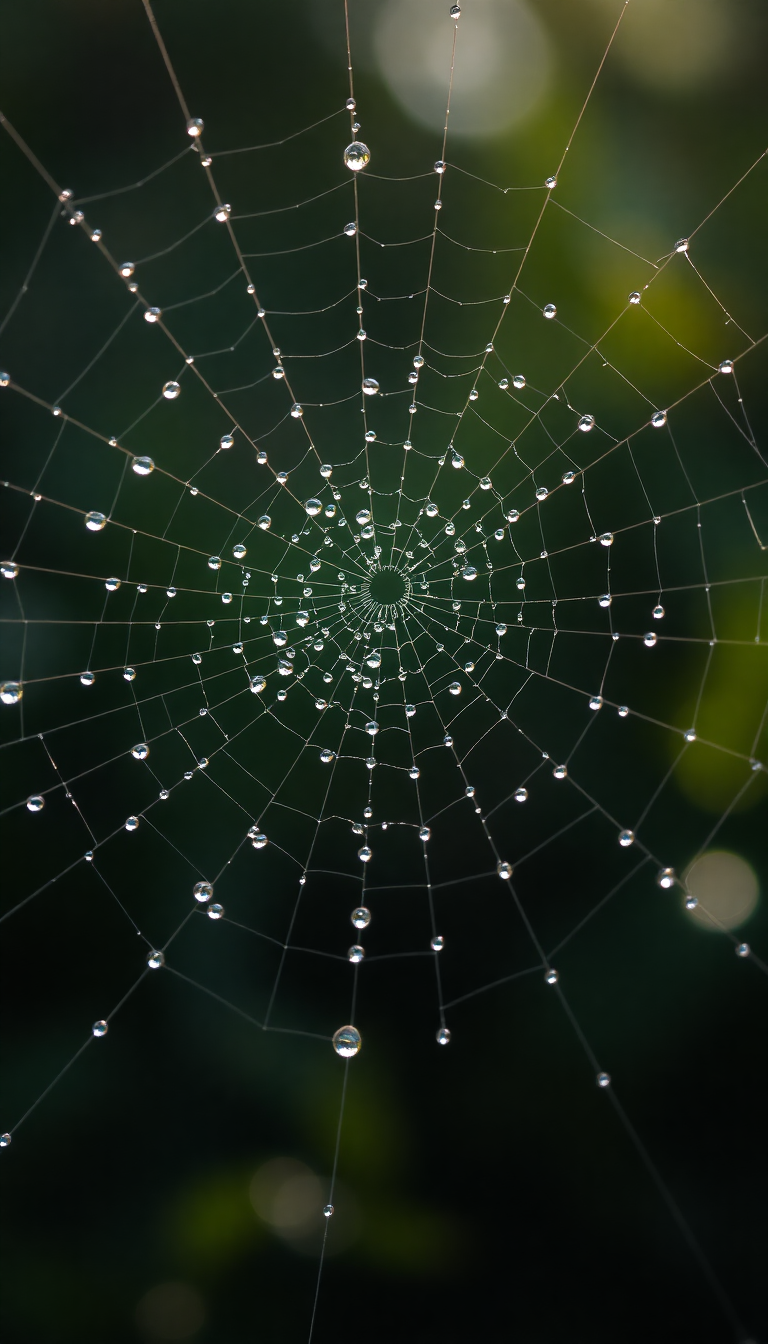 Dew Drops On Spiderweb Morning Aesthetic Wallpaper