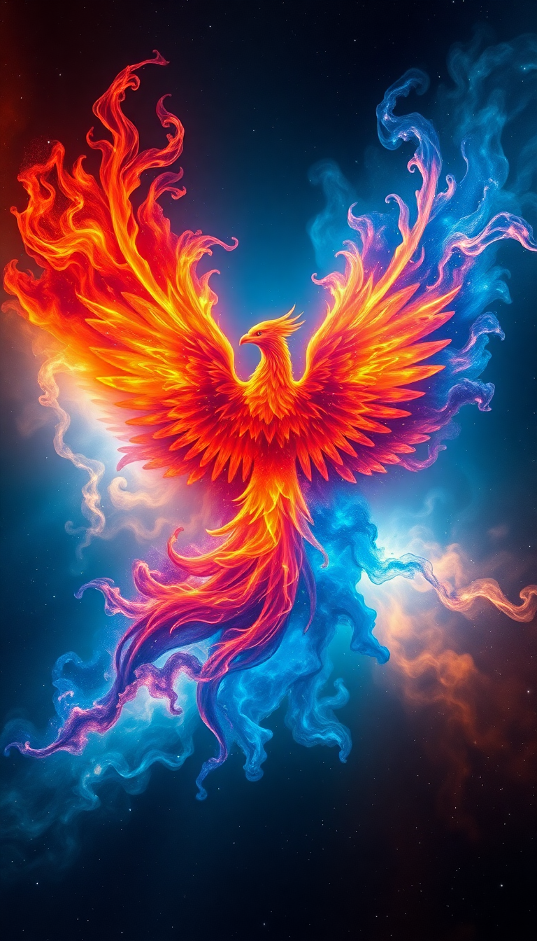 Nebula Shaped Like Phoenix Bird Digital art Wallpaper