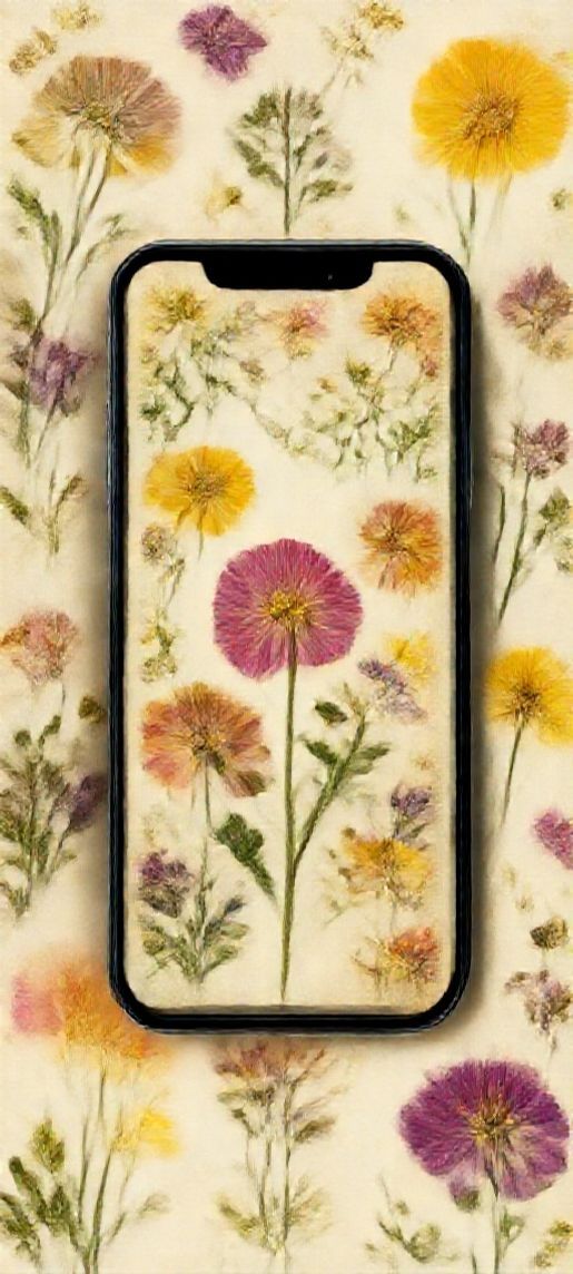 Aesthetic Fantastical Pressed Flowers In Wallpaper