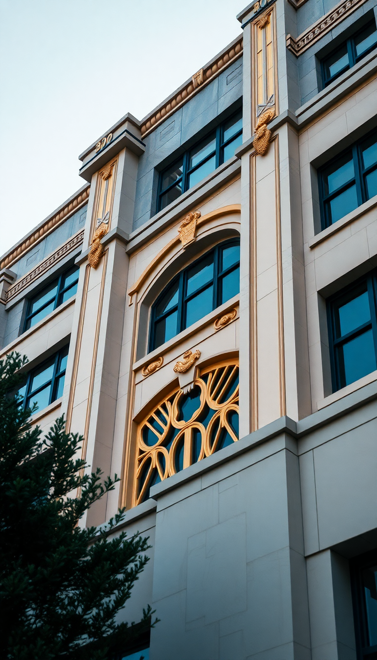 Art Deco Building Facade Geometric Photorealistic Wallpaper