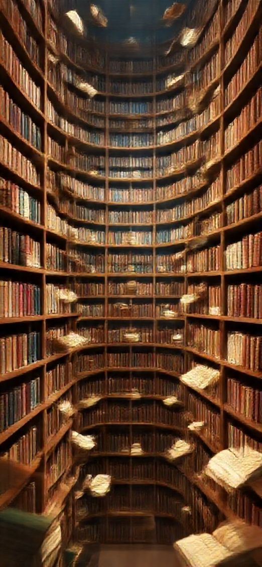 Magical Library Infinite Bookshelves Floating Anime Wallpaper