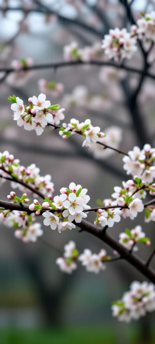 Spring Rain Flower Blooming Time Aesthetic Wallpaper