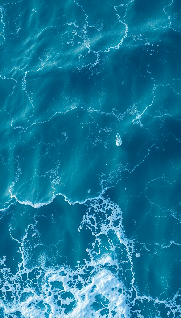 Ocean Waves Aerial View Pattern Photorealistic Wallpaper