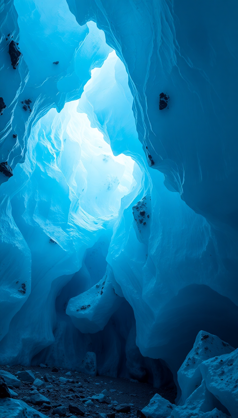 Glacial Ice Cave Blue Crystal Photorealistic Wallpaper