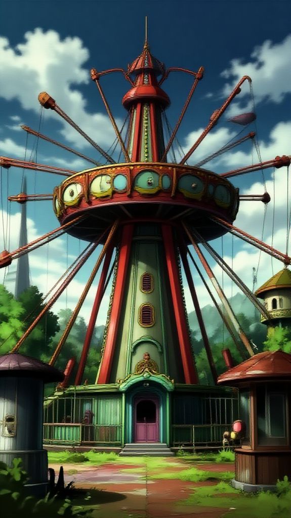 Abandoned Amusement Park Anime Eerie Anime Wallpaper