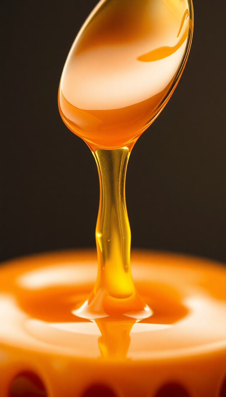 Honey Dripping From Spoon Golden Photorealistic Wallpaper