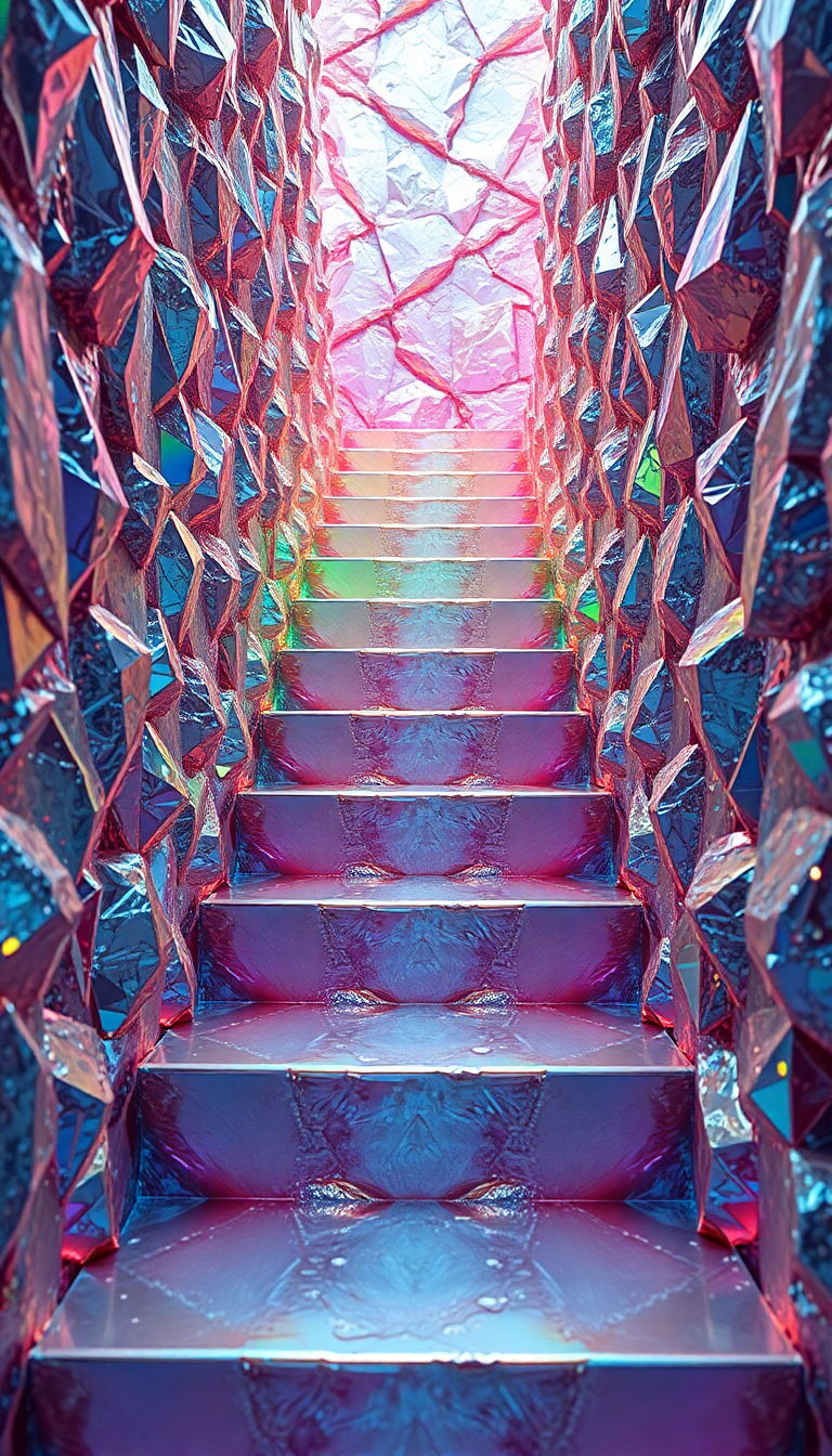 Bismuth Crystal Formation Rainbow Metallic Photorealistic Wallpaper