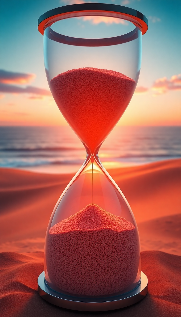 Hourglass Containing Ocean And Desert Digital art Wallpaper