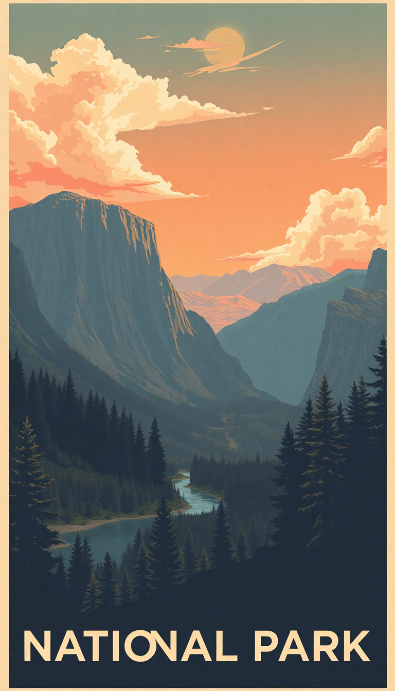 Twilight Vintage Poster National Digital art Wallpaper