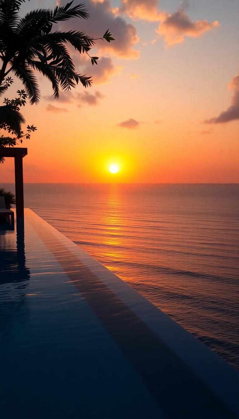 Infinity Pool Edge Overlooking Ocean Photorealistic Wallpaper