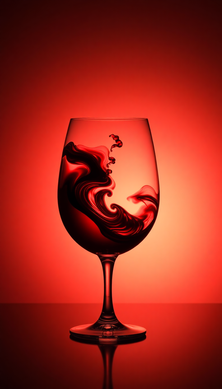 Wine Glass Swirl Burgundy Liquid Photorealistic Wallpaper