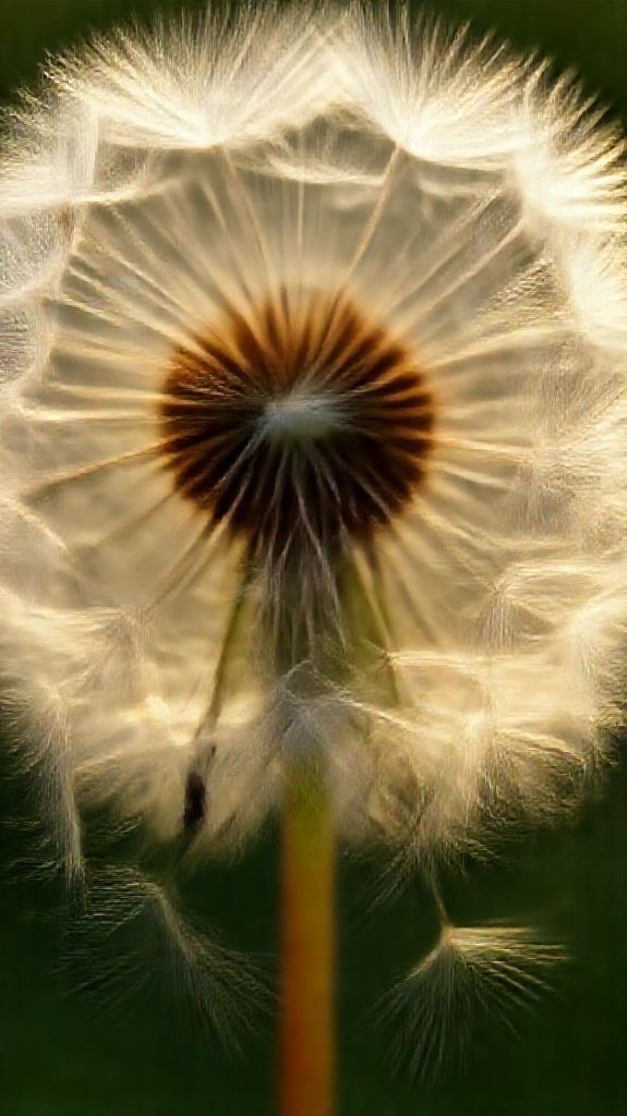 Dandelion Seeds Floating In Golden Aesthetic Wallpaper